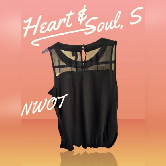 Heart Soul Black Chiffon Sleeveless Jeweled Neckline Blouse, S - Picture 4 of 4